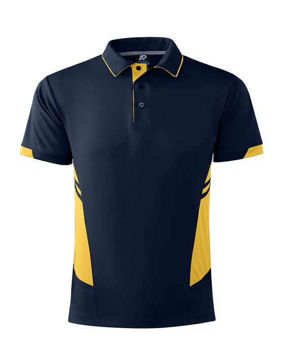 TASMAN MENS POLOS - NAVY/GOLD