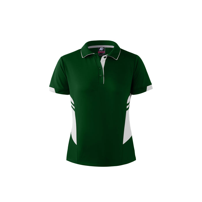 TASMAN LADY POLOS - BOTTLE/WHITE