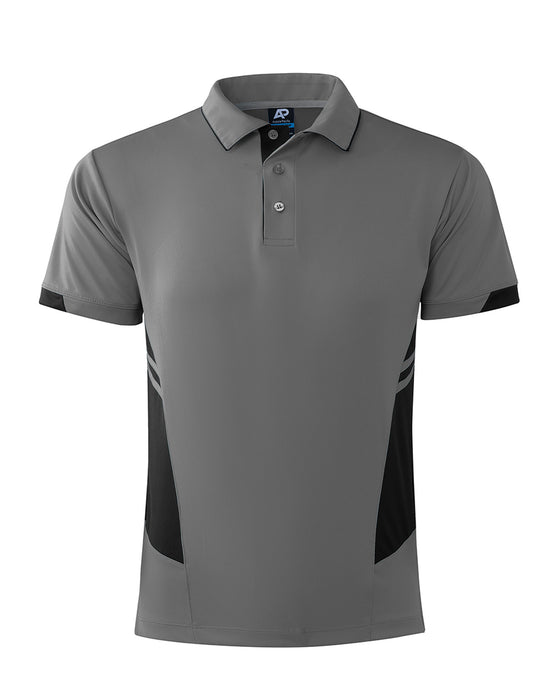 TASMAN MENS POLOS - ASHE/BLACK