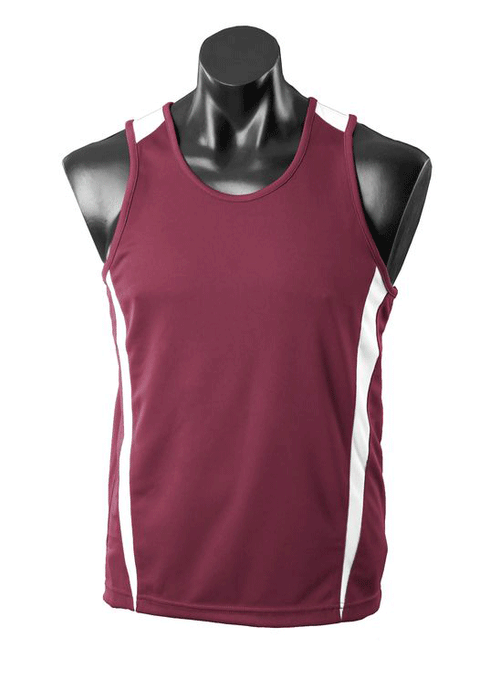 EUREKA DELETED SINGLET M - MAROON/WHITE