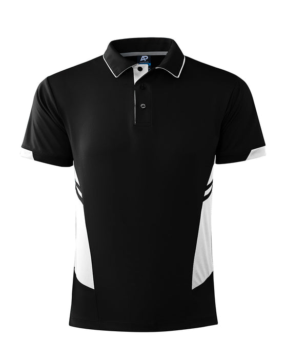 TASMAN MENS POLOS - BLACK/WHITE