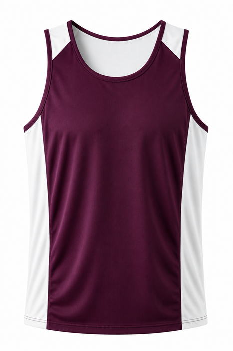 PREMIER MENS SINGLETS - BURG/WHITE