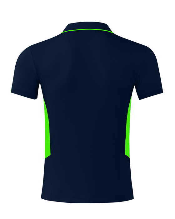 TASMAN MENS POLOS - NAVY/NEON GREEN