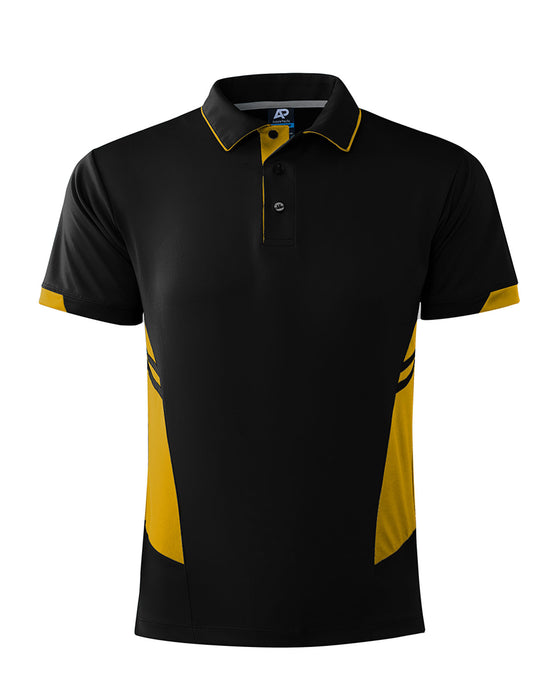 TASMAN MENS POLOS - BLACK/GOLD