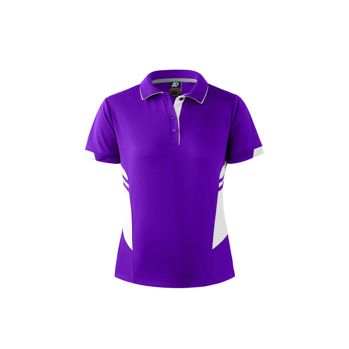 TASMAN LADY POLOS - PURPLE/WHITE