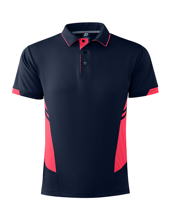 TASMAN MENS POLOS - NAVY/NEON PINK