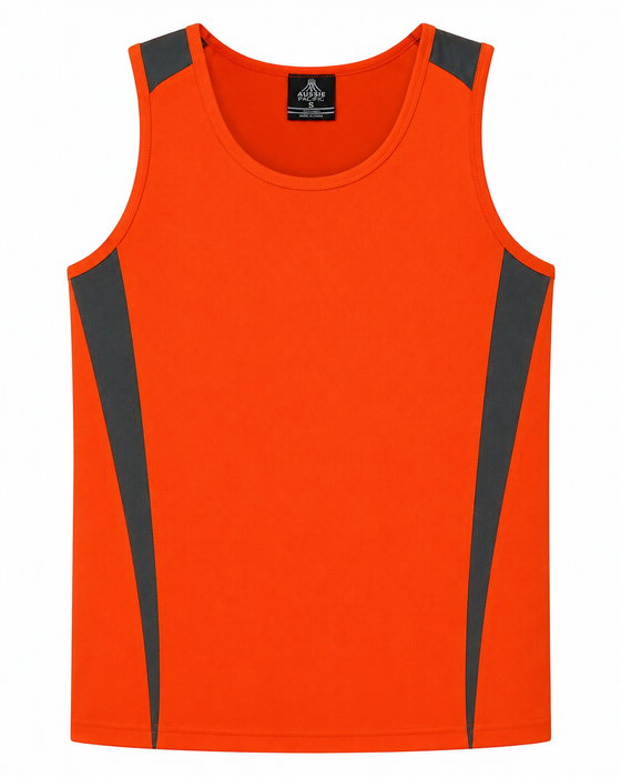 EUREKA MENS SINGLETS - ORANGE/CHAR