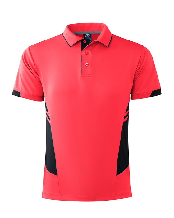 TASMAN MENS POLOS - NEON PINK/BLACK