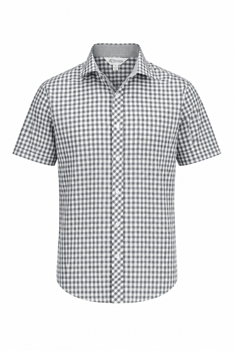 BRIGHTON MENS SHIRT SHORT SLEEVE - BLACK/WHITE