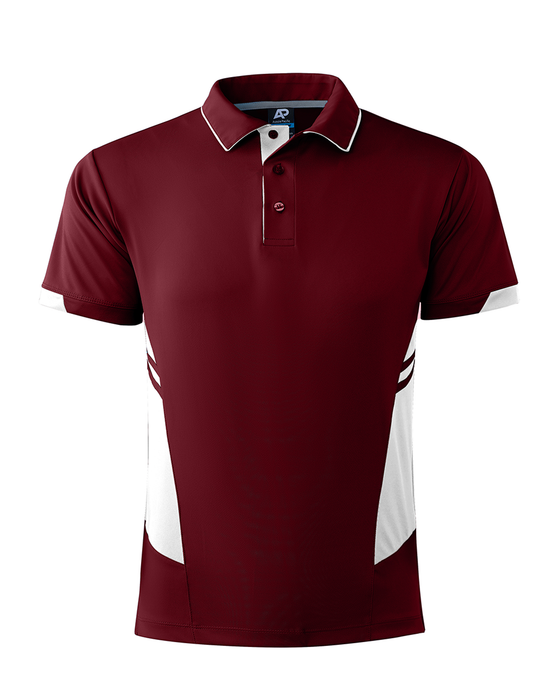 TASMAN MENS POLOS - MAROON/WHITE