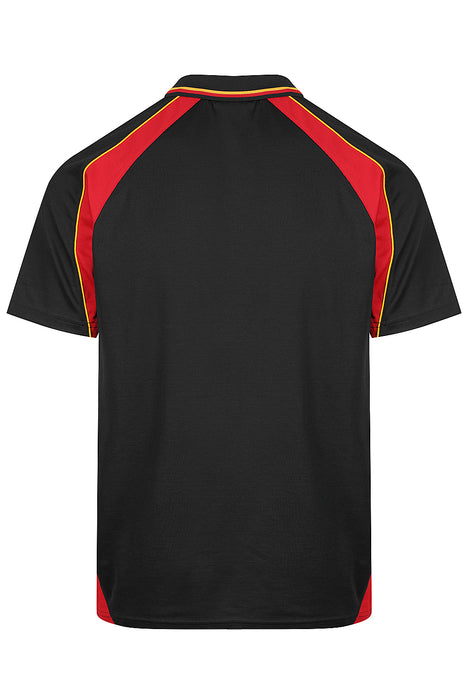 PANORAMA MENS POLOS - BLK/RED/GOL